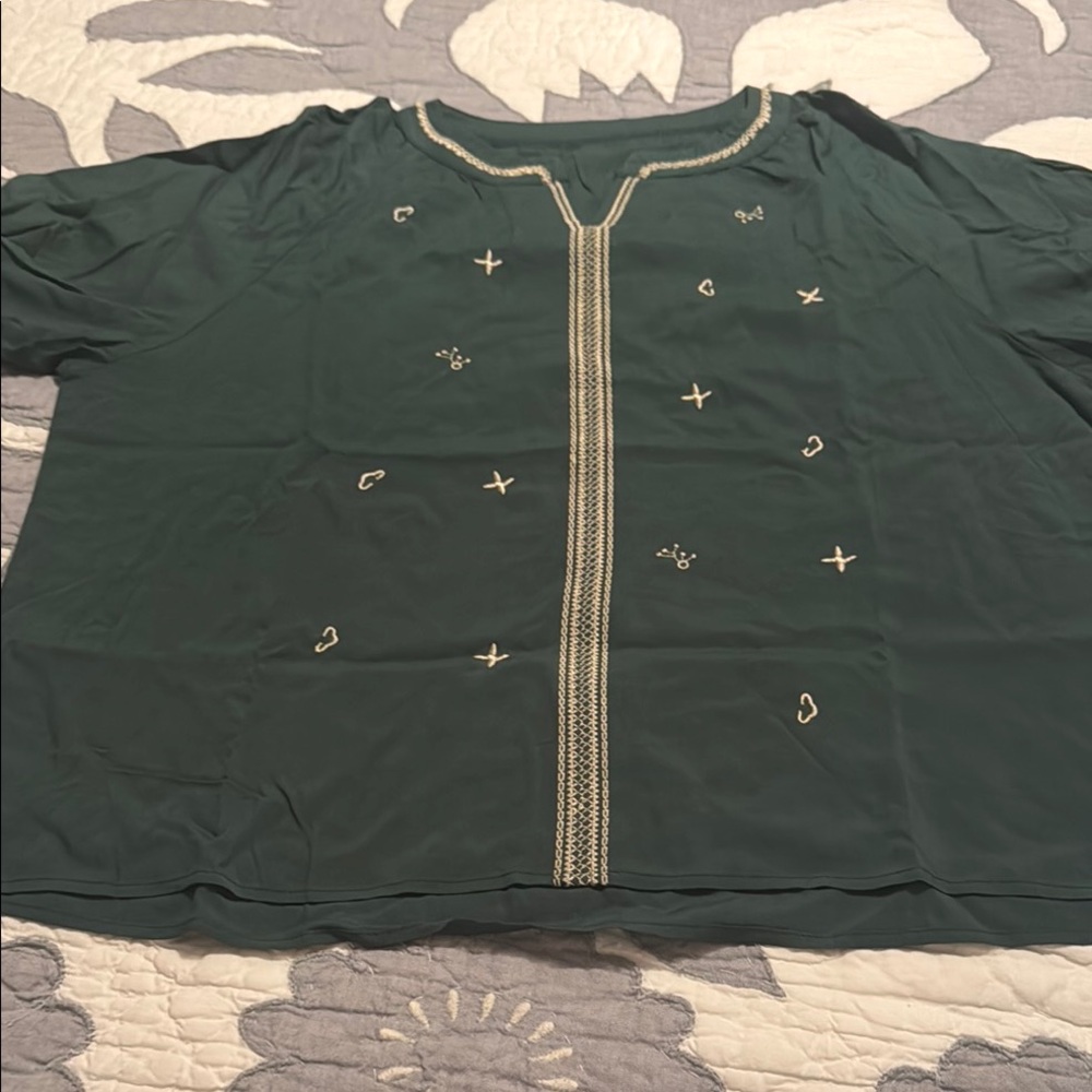 Embroidered Green Blouse